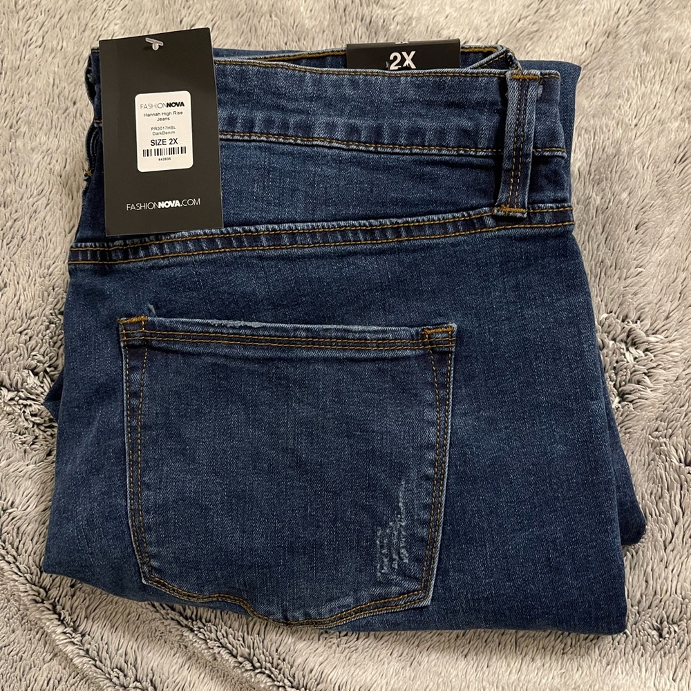 Fashion Nova Hannah High Rise Jeans Dark Denim 2X